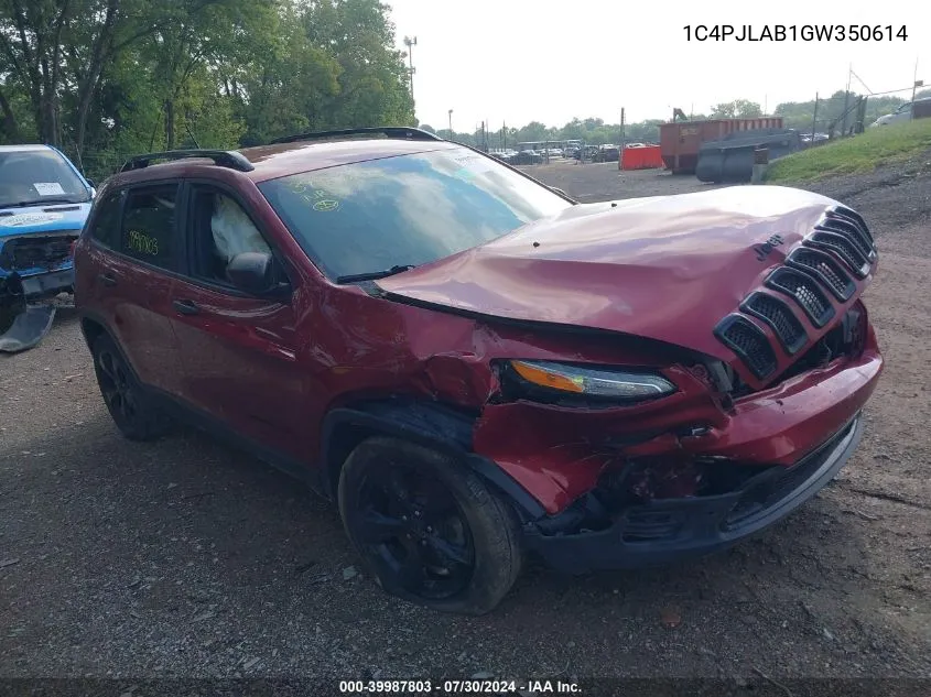 2016 Jeep Cherokee Altitude VIN: 1C4PJLAB1GW350614 Lot: 39987803