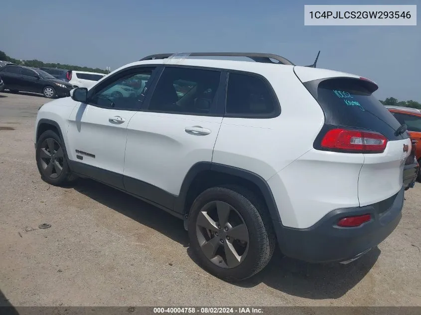 2016 Jeep Cherokee 75Th Anniversary VIN: 1C4PJLCS2GW293546 Lot: 40004758