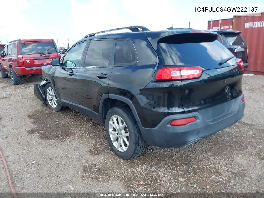 2016 Jeep Cherokee Latitude VIN: 1C4PJLCS4GW222137 Lot: 40018449