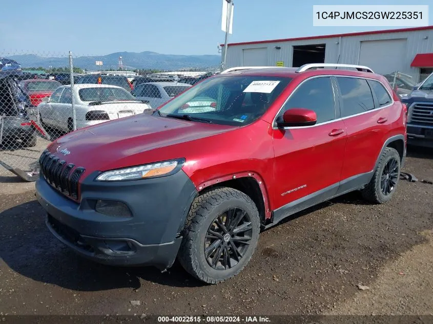 2016 Jeep Cherokee Latitude VIN: 1C4PJMCS2GW225351 Lot: 40022515