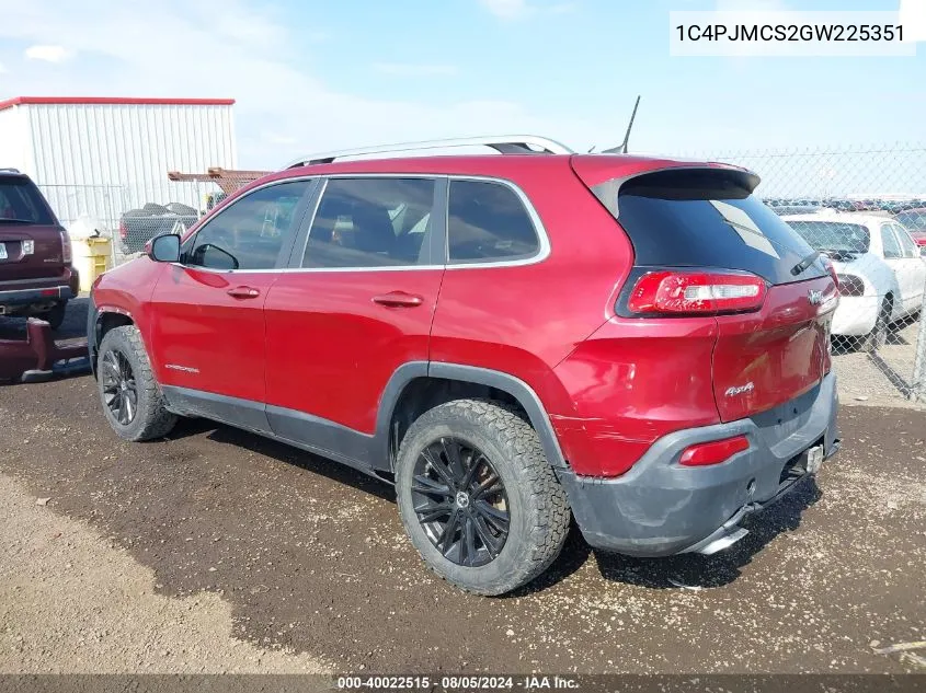 2016 Jeep Cherokee Latitude VIN: 1C4PJMCS2GW225351 Lot: 40022515