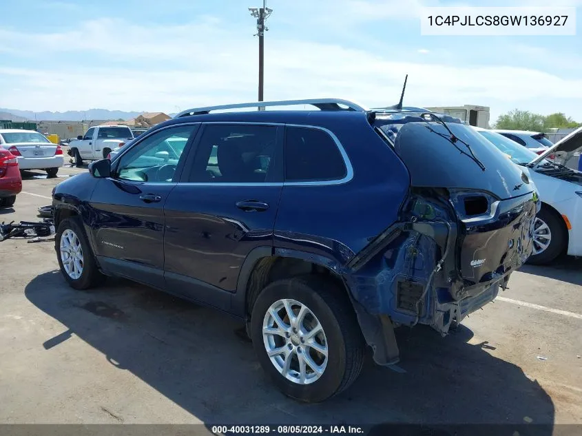 2016 Jeep Cherokee Latitude VIN: 1C4PJLCS8GW136927 Lot: 40031289