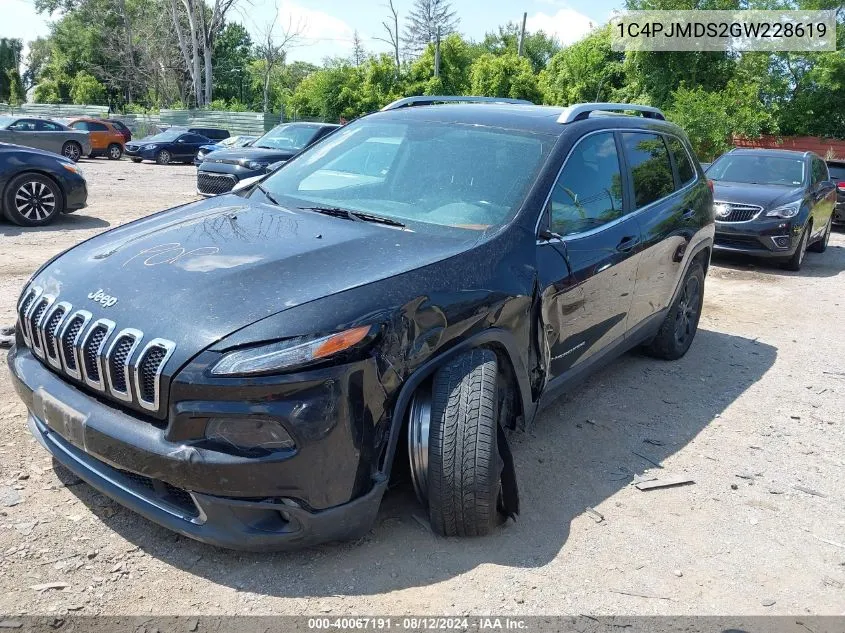 2016 Jeep Cherokee Limited VIN: 1C4PJMDS2GW228619 Lot: 40067191