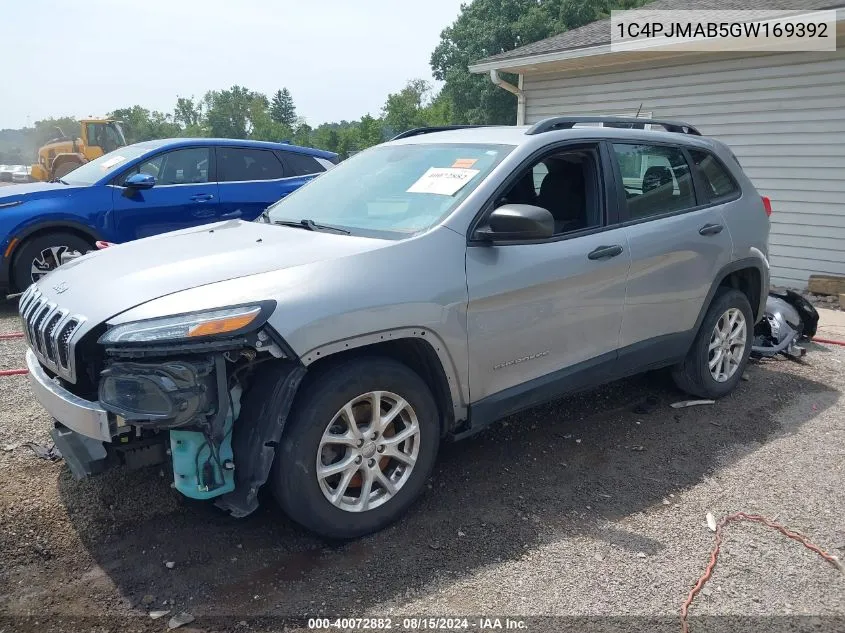 2016 Jeep Cherokee Sport VIN: 1C4PJMAB5GW169392 Lot: 40072882