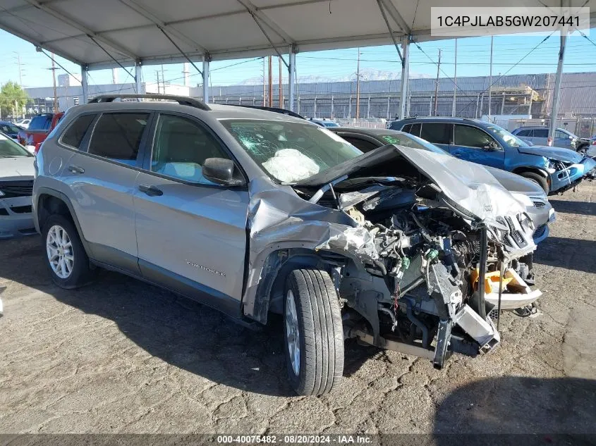 2016 Jeep Cherokee Sport VIN: 1C4PJLAB5GW207441 Lot: 40075482