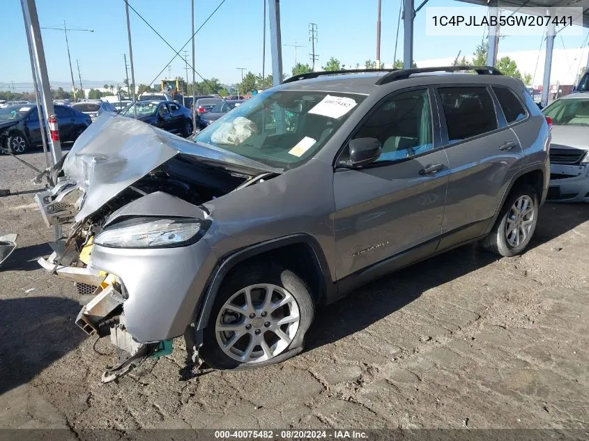 2016 Jeep Cherokee Sport VIN: 1C4PJLAB5GW207441 Lot: 40075482