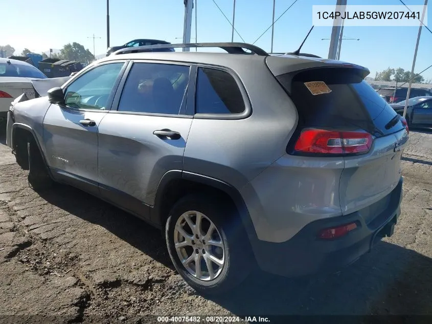 1C4PJLAB5GW207441 2016 Jeep Cherokee Sport