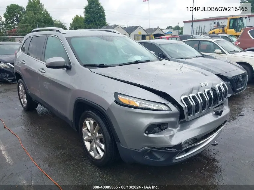 2016 Jeep Cherokee Limited VIN: 1C4PJLDB6GW216466 Lot: 40085565