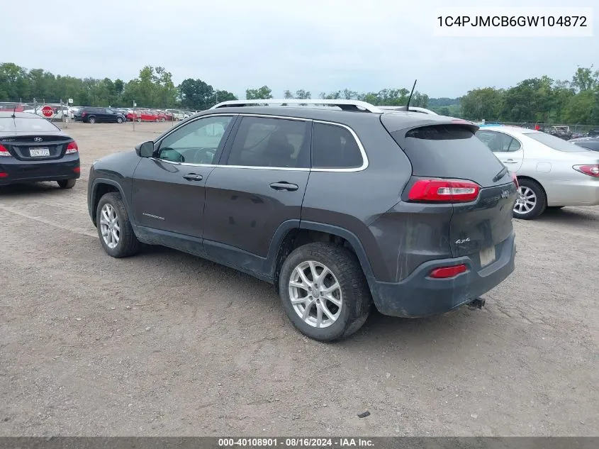 2016 Jeep Cherokee Latitude VIN: 1C4PJMCB6GW104872 Lot: 40108901