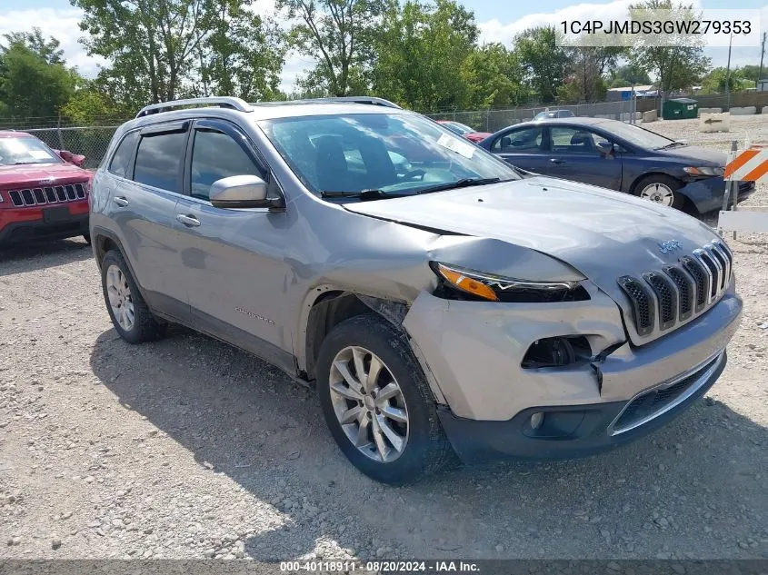 2016 Jeep Cherokee Limited VIN: 1C4PJMDS3GW279353 Lot: 40118911