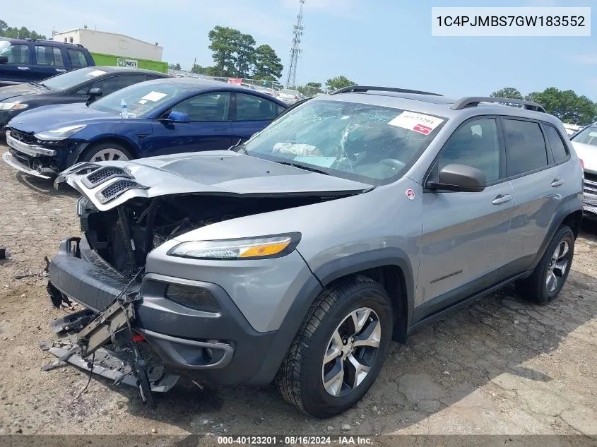 2016 Jeep Cherokee Trailhawk VIN: 1C4PJMBS7GW183552 Lot: 40123201