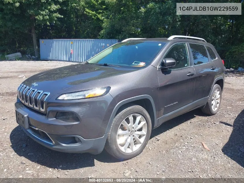 2016 Jeep Cherokee Limited VIN: 1C4PJLDB1GW229559 Lot: 40132853