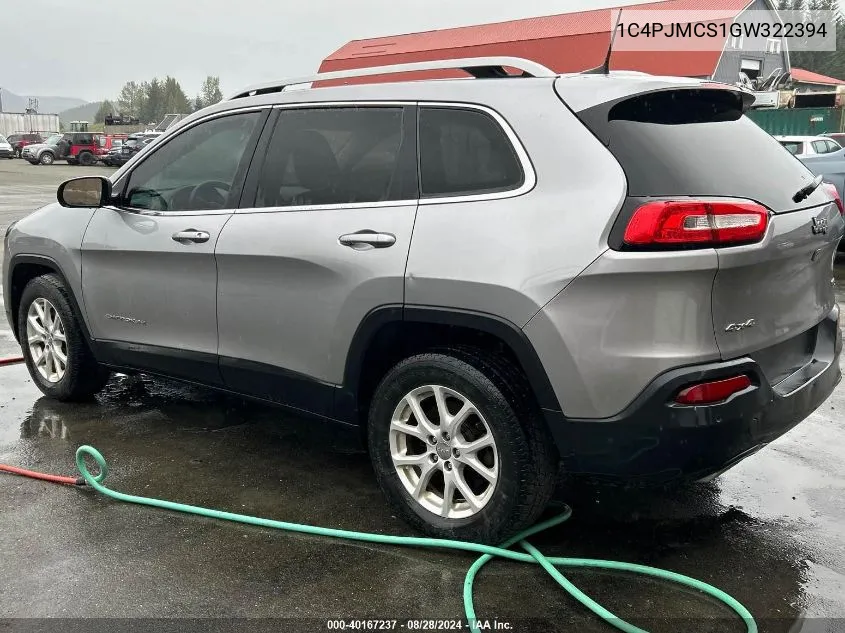 2016 Jeep Cherokee Latitude VIN: 1C4PJMCS1GW322394 Lot: 40167237