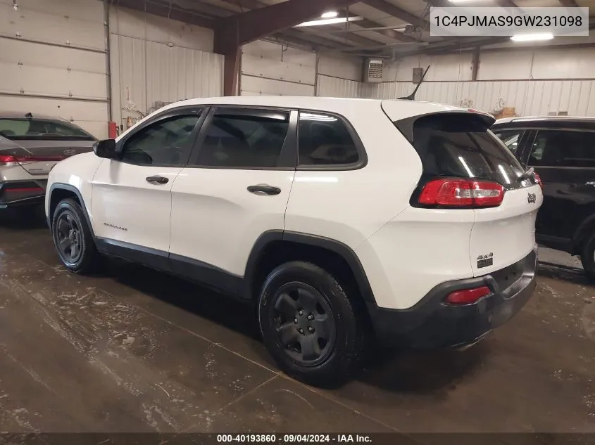 2016 Jeep Cherokee Sport VIN: 1C4PJMAS9GW231098 Lot: 40193860