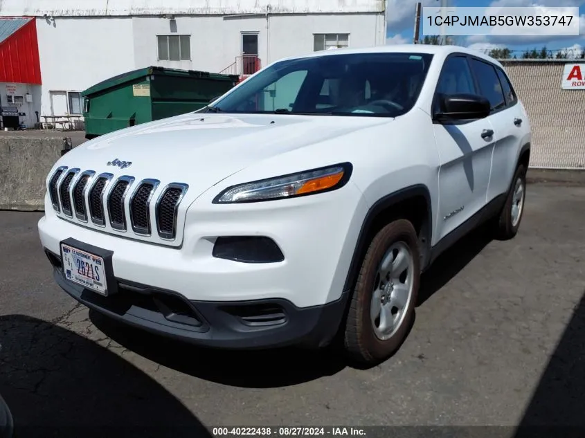 1C4PJMAB5GW353747 2016 Jeep Cherokee Sport