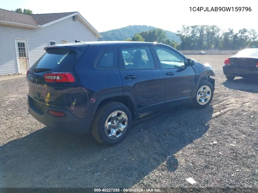 2016 Jeep Cherokee Sport VIN: 1C4PJLAB9GW159796 Lot: 40227255