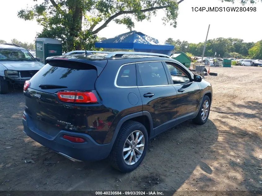 2016 Jeep Cherokee Limited VIN: 1C4PJMDS1GW280498 Lot: 40230584