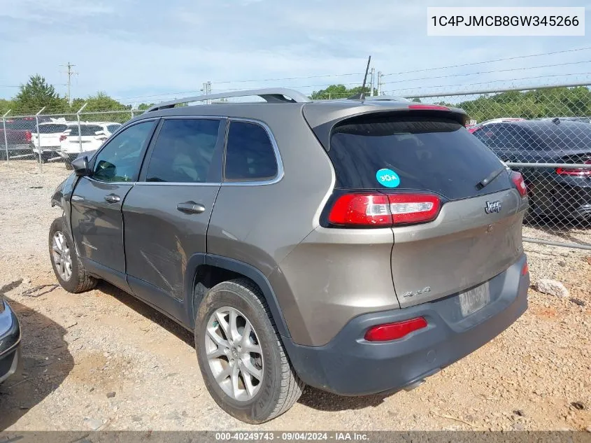 2016 Jeep Cherokee Latitude VIN: 1C4PJMCB8GW345266 Lot: 40249743