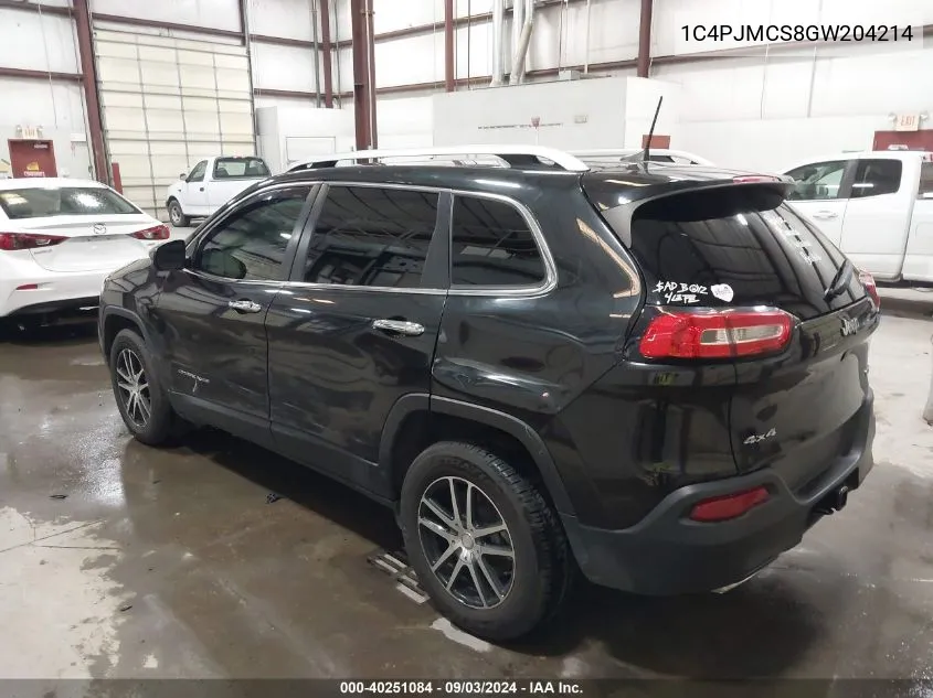 2016 Jeep Cherokee Latitude VIN: 1C4PJMCS8GW204214 Lot: 40251084