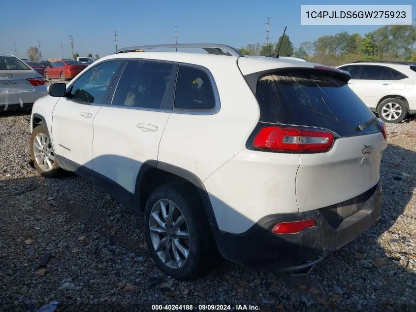 2016 Jeep Cherokee Limited VIN: 1C4PJLDS6GW275923 Lot: 40264188