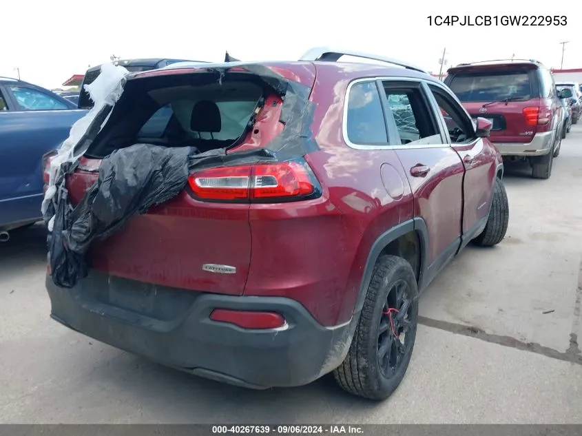 2016 Jeep Cherokee Latitude VIN: 1C4PJLCB1GW222953 Lot: 40267639