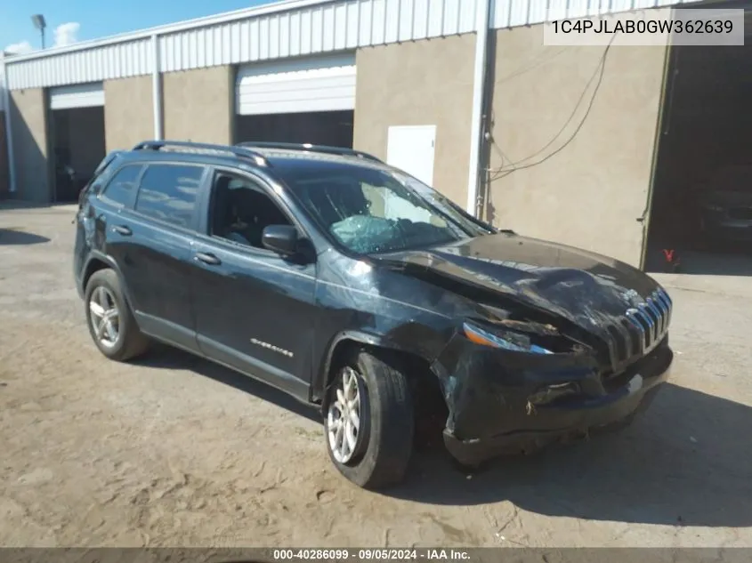 1C4PJLAB0GW362639 2016 Jeep Cherokee Sport