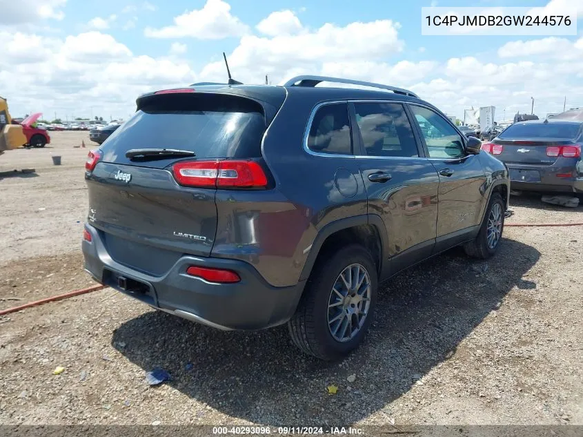 2016 Jeep Cherokee Limited VIN: 1C4PJMDB2GW244576 Lot: 40293096