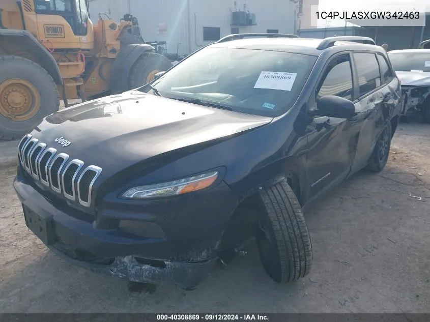 2016 Jeep Cherokee Sport VIN: 1C4PJLASXGW342463 Lot: 40308869