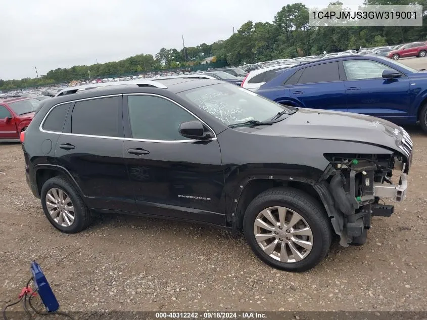 2016 Jeep Cherokee Overland VIN: 1C4PJMJS3GW319001 Lot: 40312242