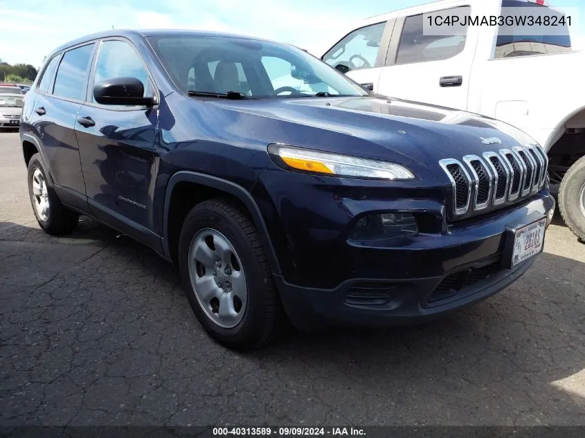 2016 Jeep Cherokee Sport VIN: 1C4PJMAB3GW348241 Lot: 40313589