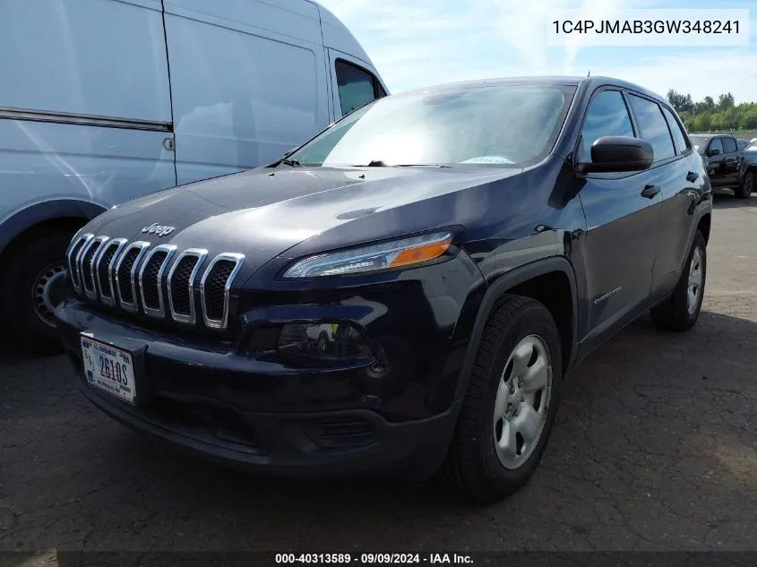 2016 Jeep Cherokee Sport VIN: 1C4PJMAB3GW348241 Lot: 40313589