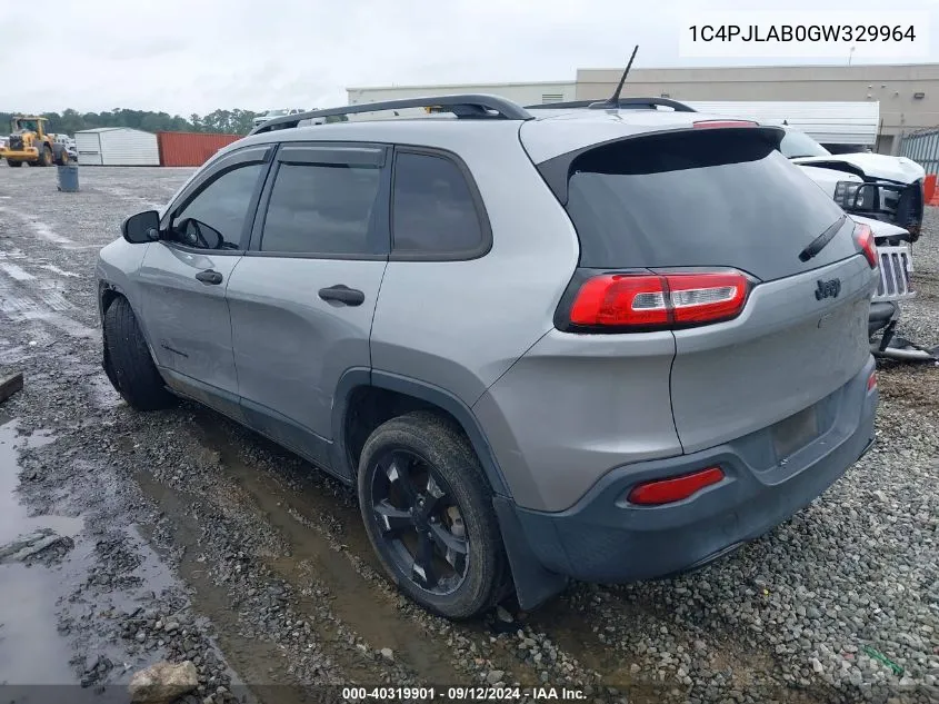 2016 Jeep Cherokee Altitude VIN: 1C4PJLAB0GW329964 Lot: 40319901