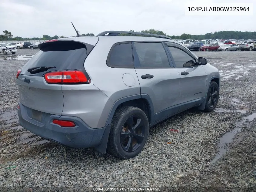 2016 Jeep Cherokee Altitude VIN: 1C4PJLAB0GW329964 Lot: 40319901