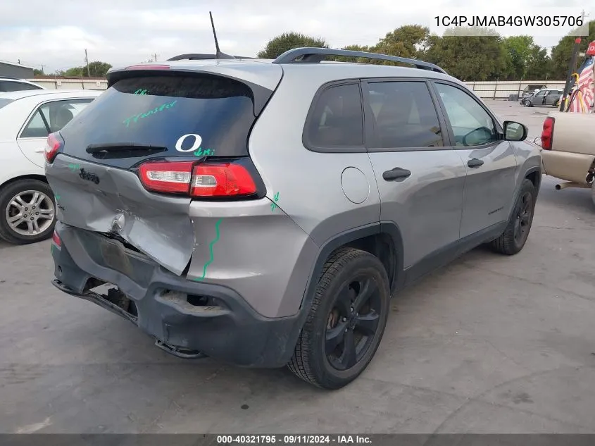 1C4PJMAB4GW305706 2016 Jeep Cherokee Sport