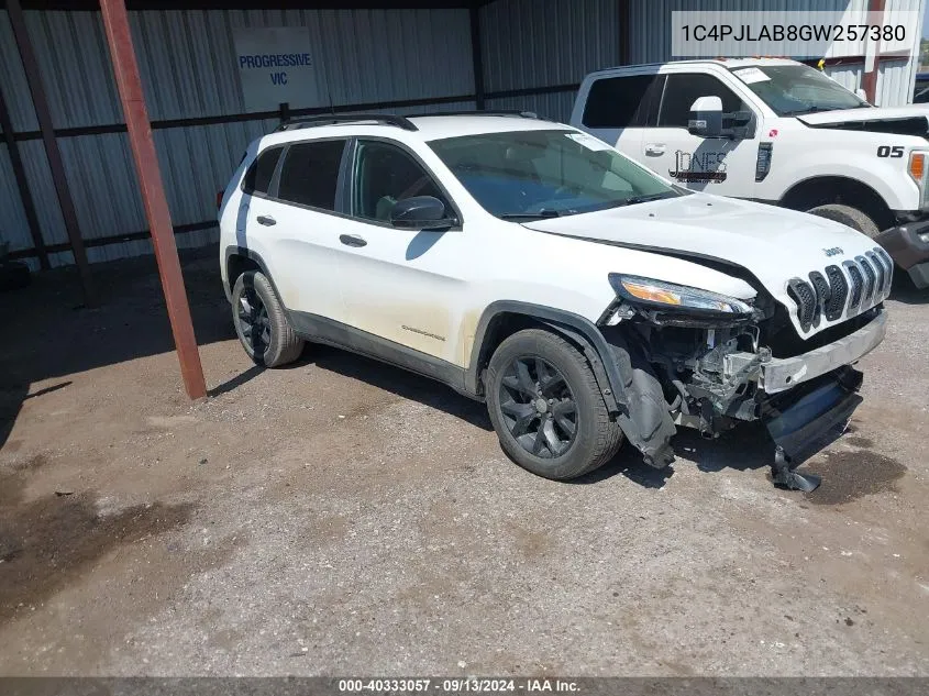 2016 Jeep Cherokee Sport VIN: 1C4PJLAB8GW257380 Lot: 40333057