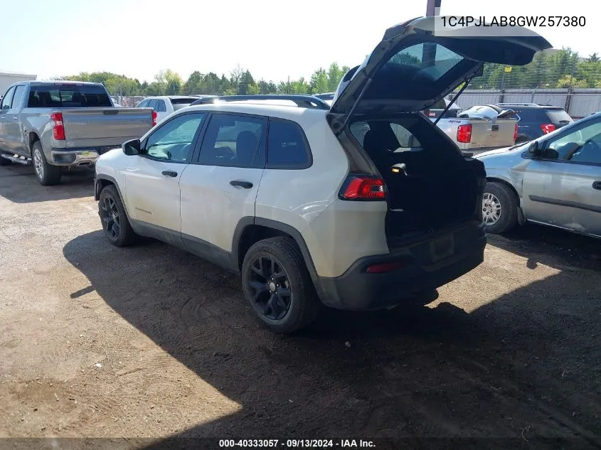 1C4PJLAB8GW257380 2016 Jeep Cherokee Sport