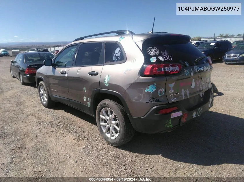 1C4PJMABOGW250977 2016 Jeep Cherokee Sport