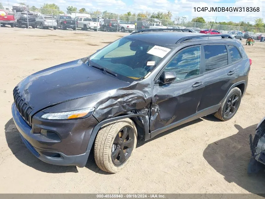 2016 Jeep Cherokee High Altitude VIN: 1C4PJMDB4GW318368 Lot: 40355940