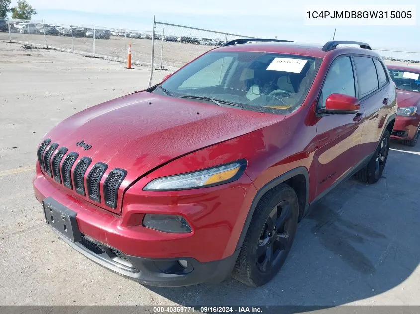 2016 Jeep Cherokee High Altitude VIN: 1C4PJMDB8GW315005 Lot: 40359771