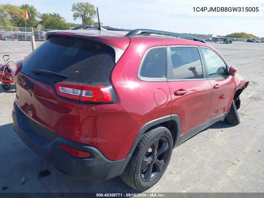 2016 Jeep Cherokee High Altitude VIN: 1C4PJMDB8GW315005 Lot: 40359771