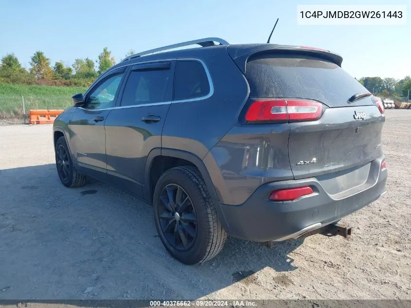 1C4PJMDB2GW261443 2016 Jeep Cherokee Limited