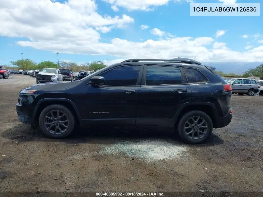 2016 Jeep Cherokee Sport VIN: 1C4PJLAB6GW126836 Lot: 40385992