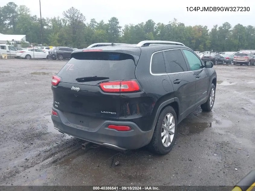 2016 Jeep Cherokee Limited VIN: 1C4PJMDB9GW327230 Lot: 40386541