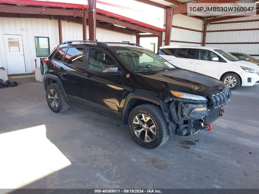 2016 Jeep Cherokee Trailhawk VIN: 1C4PJMBS3GW360047 Lot: 40389011