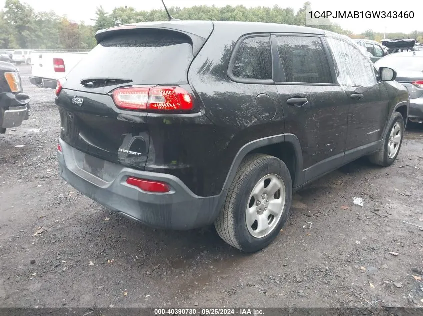 2016 Jeep Cherokee Sport VIN: 1C4PJMAB1GW343460 Lot: 40390730