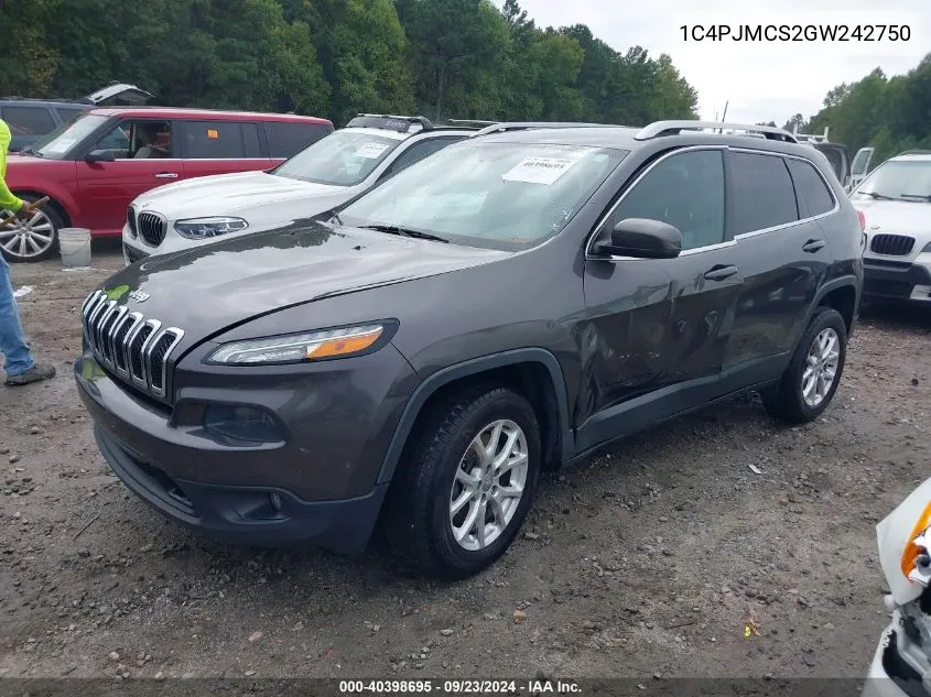 2016 Jeep Cherokee Latitude VIN: 1C4PJMCS2GW242750 Lot: 40398695