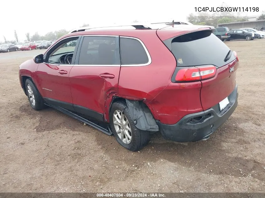 2016 Jeep Cherokee Latitude VIN: 1C4PJLCBXGW114198 Lot: 40407504