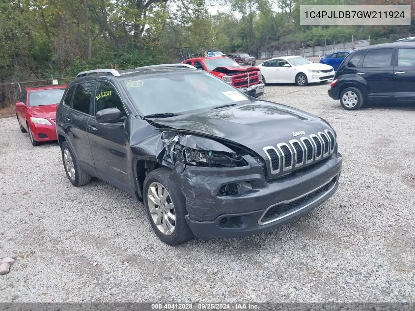 2016 Jeep Cherokee Limited VIN: 1C4PJLDB7GW211924 Lot: 40412028