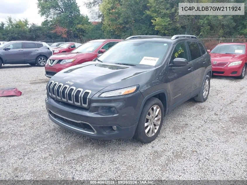 2016 Jeep Cherokee Limited VIN: 1C4PJLDB7GW211924 Lot: 40412028