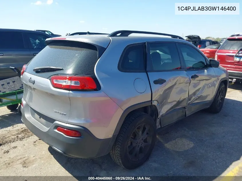 1C4PJLAB3GW146400 2016 Jeep Cherokee Sport